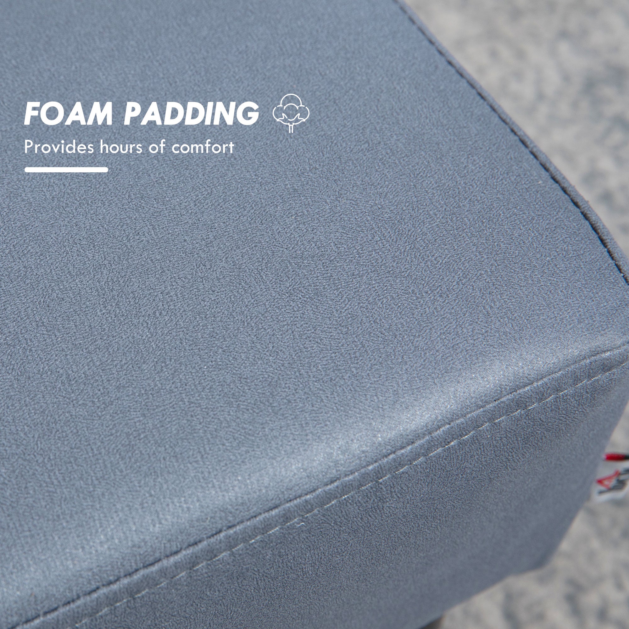 HOMCOM Microfiber Cloth Footstool, Small Foot Rest, Rectangle Sofa Stool for Bedroom Living Room, Grey